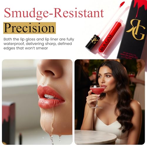Image of Matte Lipstick & Lip Liner Set for Women - Boujee Shade - Long-Lasting Waterproof 2-in-1 Lip Kit - Smudge-Proof Liquid Lipstick with Precision Liner, Enriched with Vitamin E & Shea Butter