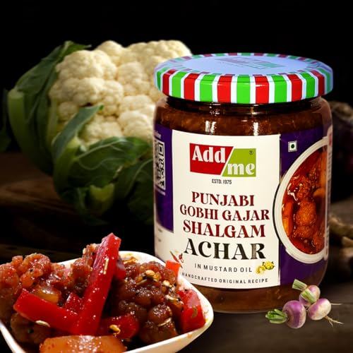 Image of Add me Mix sweet Pickle of Gobhi Gajar Shalgam Achar 600 gm Punjabi Home Made Mixed Pickles of Carrot, Turnip & Cauliflower with Garlic and Onion