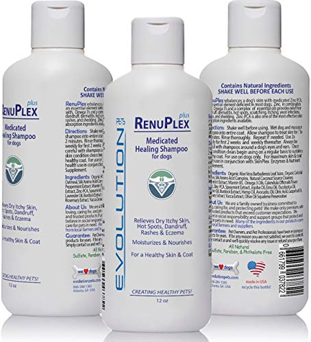 Evolution Pets Best Itchy Dog Shampoo. RenuPlex Plus Medicated Dog Shampoo. Safe, All Natural Dog Shampoo for Itchy Skin and Dog Dry Skin