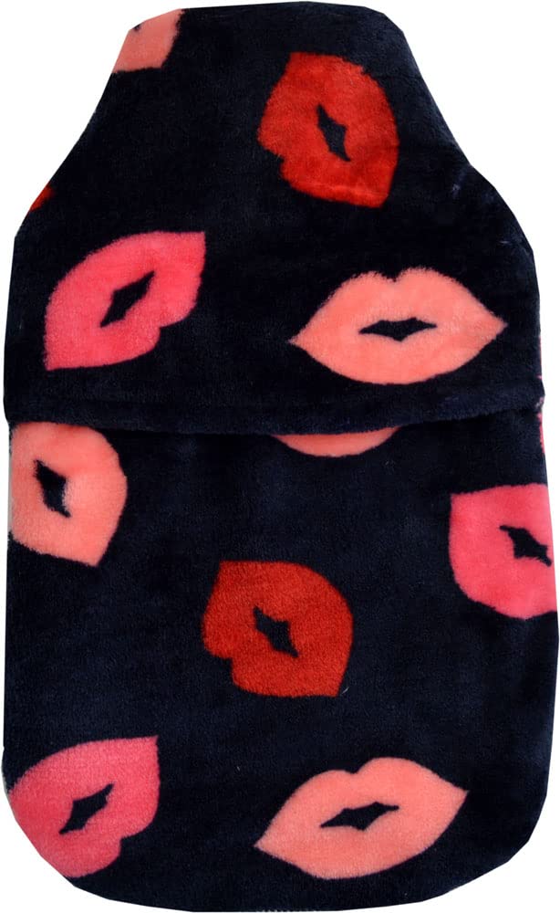 Vagabond Lips & Kisses Navy Cuddlesoft Fleece Hot Water Bottle & Cover