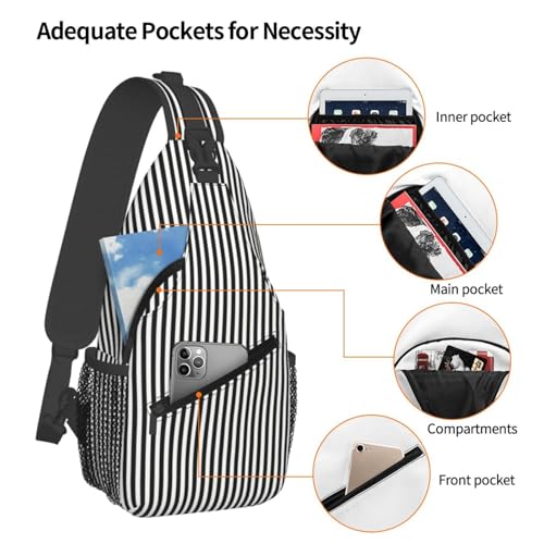 Mochila Urbana Negra con Rayas en Blanco y Negro miniatura 4