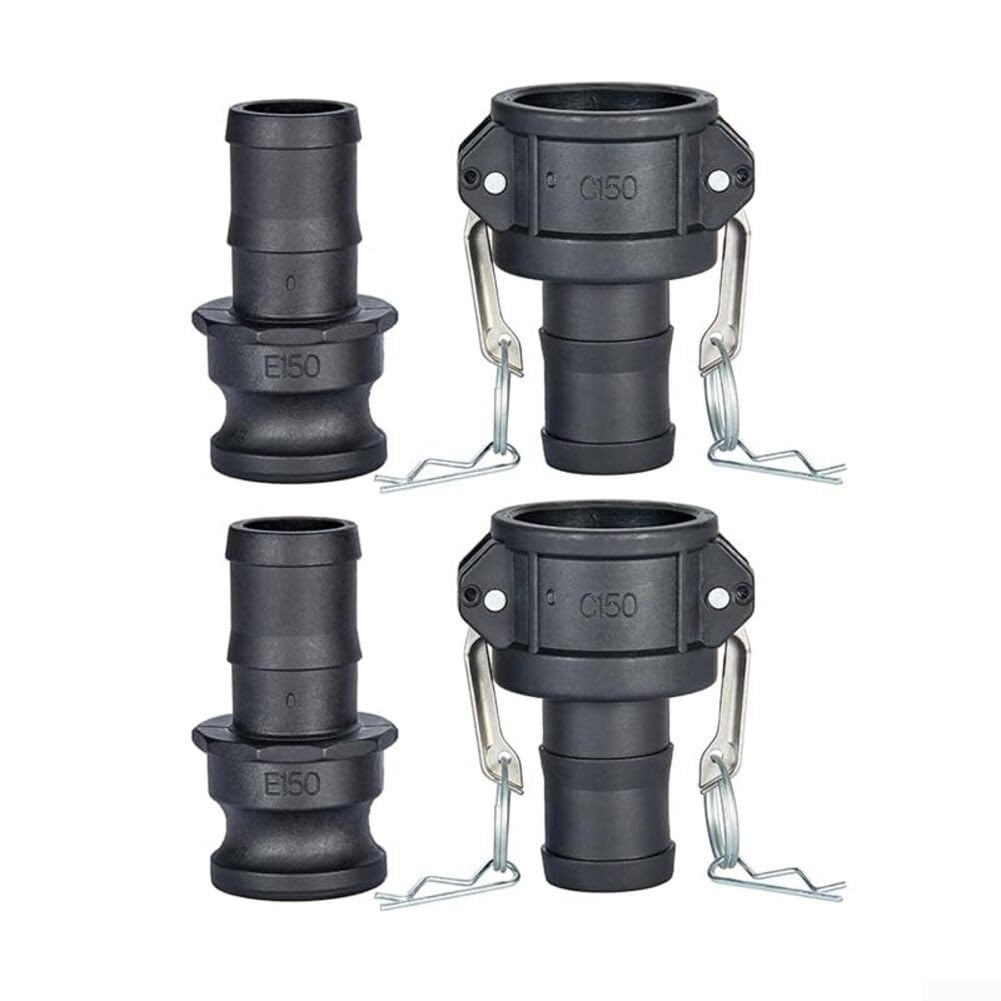 Camlock-Armaturen, 3,8 cm (1 1/2 Zoll), Polypropylen, Teil C weiblich, Kupplung und Teil E männlich, Adapter-Set, hochtemperaturbeständiger Schlauchanschluss für industrielle Flüssigkeitsübertragung