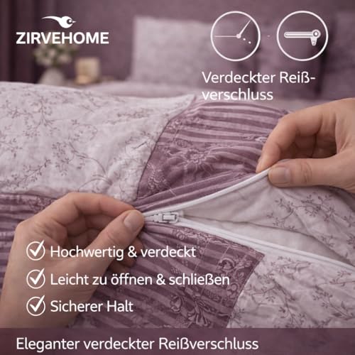 Bettwäsche 200x220 cm 3-teilig, Braun Beige Grau, Baumwolle Renforcé Bettwäsche Set mit Bettbezug 200x220 cm und 2 Kissenbezügen 80x80 cm… – Ansicht 5