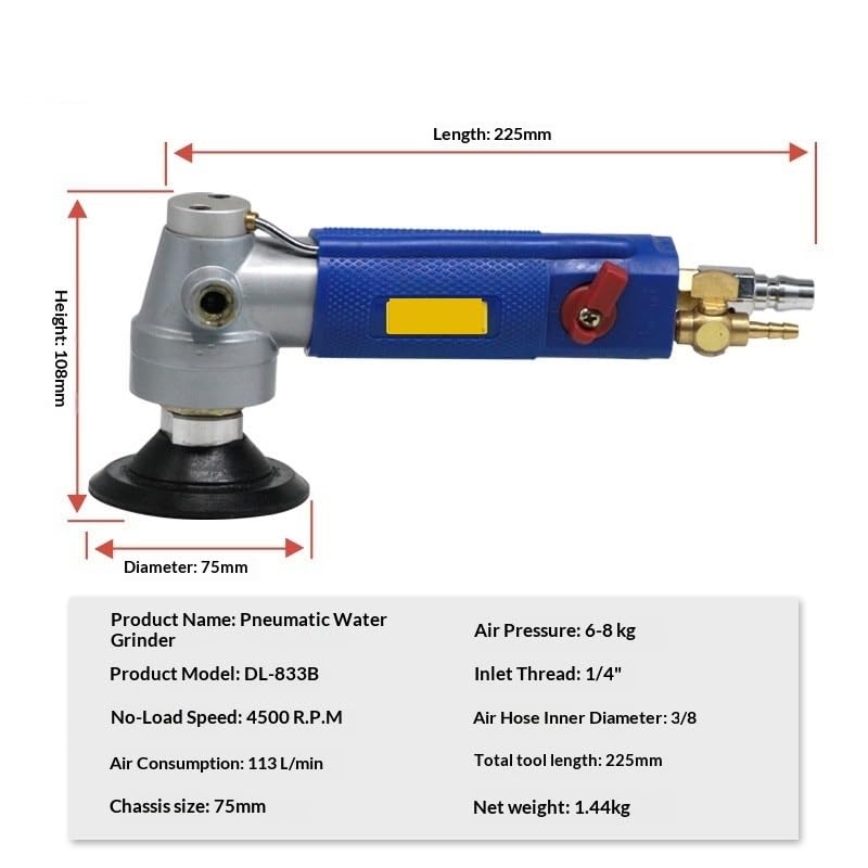 Tampone per auto, smerigliatrice pneumatica ad iniezione d'acqua, lucidatrice per marmo non elettrica, giada, per la cura del veicolo domestico