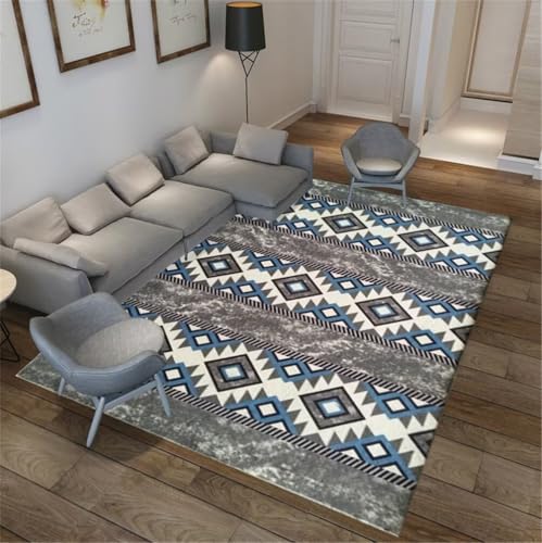Grand tapis salon 200x260 motif géométrique moderne lavable - 2