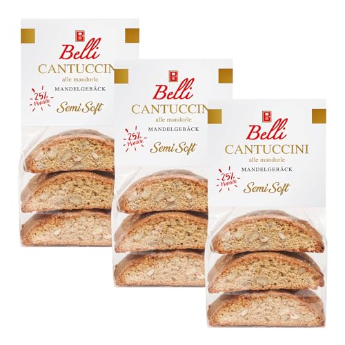 Belli Cantuccini Semi Soft alle mandorle 3x200g | weiches Mandelgebäck aus Italien | softe Kekse mit Mandeln | 200g abgepackte Gebäckstücke Belli Cantuccini Semi Soft alle mandorle 3x200g | weiches Mandelgebäck aus Italien | softe Kekse mit Mandeln | 200g abgepackte Gebäckstücke