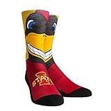 Rock 'Em Apparel NCAA Iowa State Cyclones Custom Athletic Crew Socks, Small/Medium, Cy The Cardinal Mascot