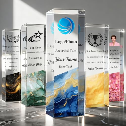 Custom Acrylic Trophy Award, Personalized Plaque with Logo/Text (Acrylic)