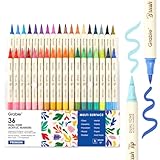 Grabie 72 Colors Acrylic Paint Markers, Soft Brush Tip Acrylic Markers Set, Water Based Acrylic Markers for Wood, Fabric, Canvas, Glass, Stone, Rock Painting and DIY Crafts Art Supplies, Set of 36