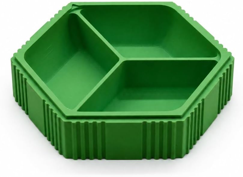 Magnetic Hex Trays, Stackable Board Game Piece Organizers,Green:1Tray - 3 Bay(2-Pack)