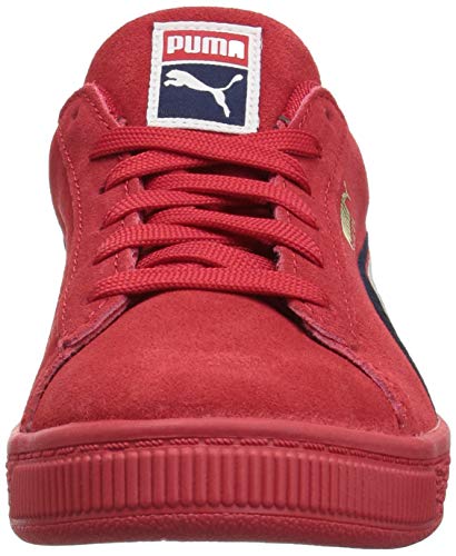 Puma Girl's Suede Classic Embroidery Sneaker, Ribbon Red-Peacoat-White-Team Gold, 13 M US Little Kid2