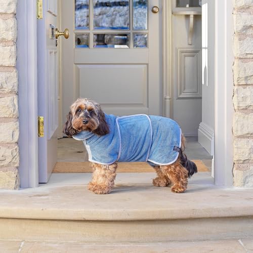 Lucky Paws® Hundebademantel – doppellagiger, Ultra-absorbierender & luxuriös weicher Bademantel Hund – Hunde in Minuten trocknen – Hundehandtuch & Hunde Bademantel in 1 (M, Petrolblau)