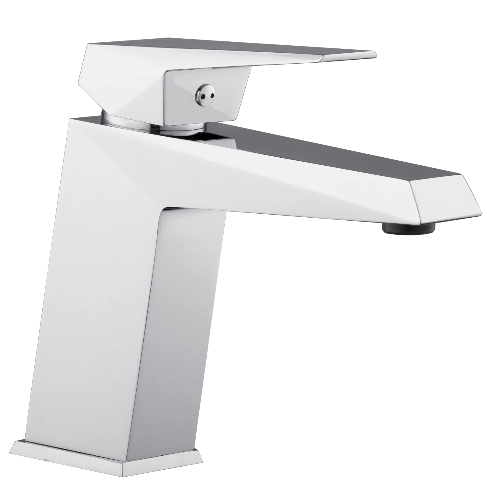 Grifo de Lavabo Diseño Cuadrado, Latón Cromado, Cartucho Cerámico, Monomando, para Baño, Incluye Material de Instalación