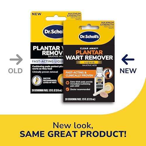 dr scholl39s clear away plantar wart remover liquid for feet 13 fl oz 20 thick cushioning pads  fast acting amp clinically proven wart removal safe to use on kids ages 4