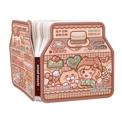 Joucien Carino cartone animato Beverage Box, libro dei conti a mano, cuore femminile, squisita griglia Notebook-Latte Coffee (colore caffè)