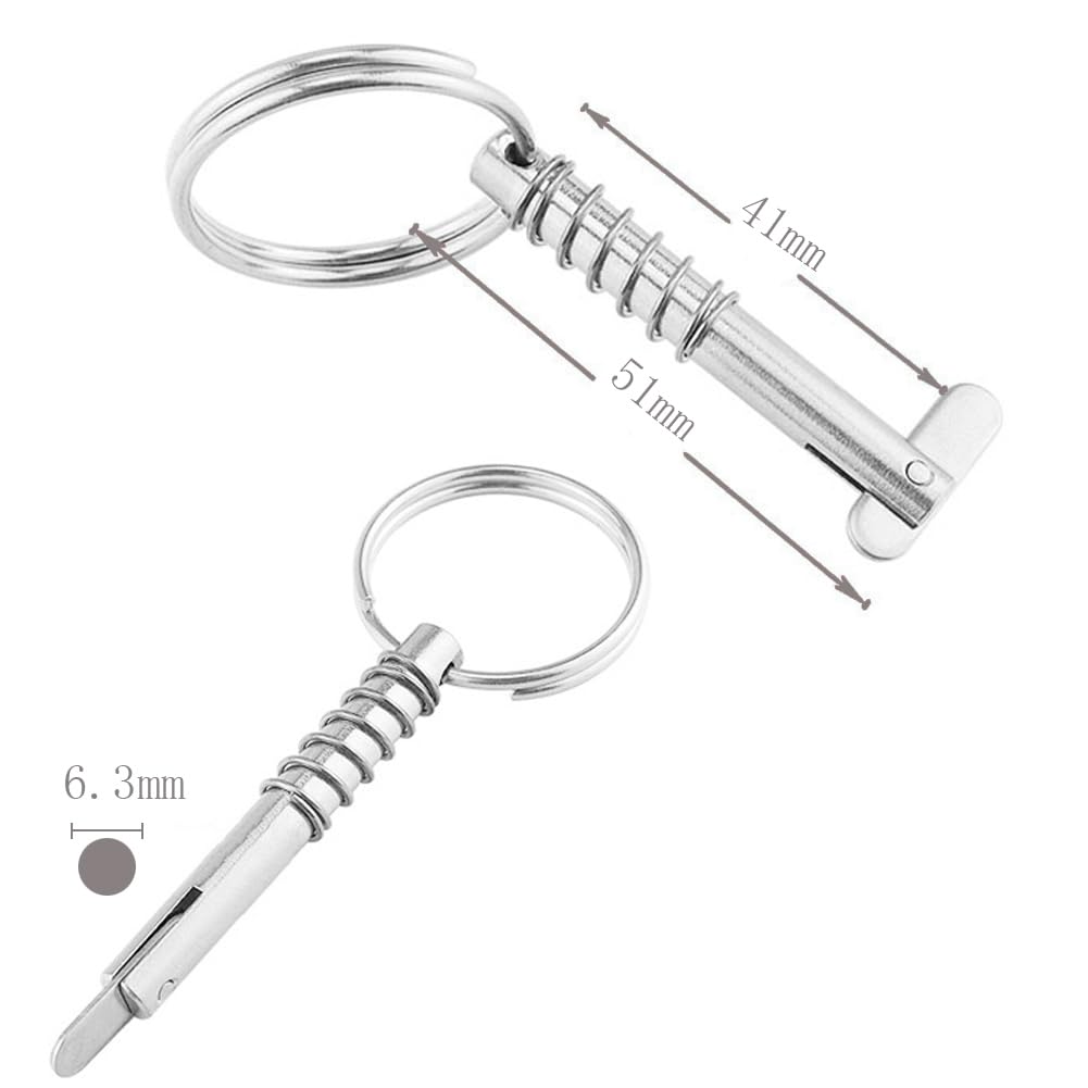 Perno a sgancio rapido inossidabile 316 6.3mm x 51mm 2 pezzi perni a molla marini