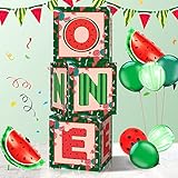 Watermelon 1st Birthday Balloon Boxes Decorations, 3pcs One BABY Watermelon Theme Balloon Boxes for Baby Summer First Birthday Party Decorations Supplies