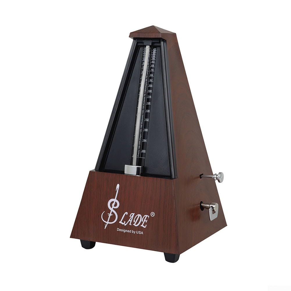 Mechanisches Metronom, Mechanisches Retro-Turm-Metronom, universelles mechanisches Metronom, Vintage-Turmglockenring for Gitarre, Ukulele, Klavier(Mahogany color)