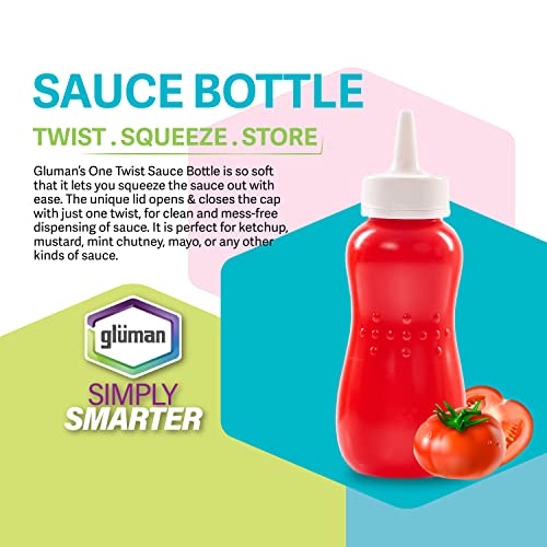 Image of Gluman Plastic Squeezy 750 Ml Sauce Bottle (Set Of 2) For Clean & Mess-Free Dispensing | 100% Food Grade | Dishwasher Safe | Freezer Safe | Ergonomically Designed | Reusable (Red)