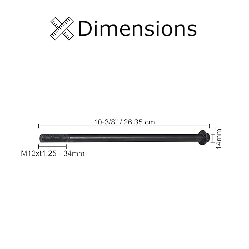 Miniatura 7 de AlveyTech Perno de eje trasero – Eje de acero duradero a prueba de corrosión con acabado de óxido de zinc negro, piezas de repuesto para
