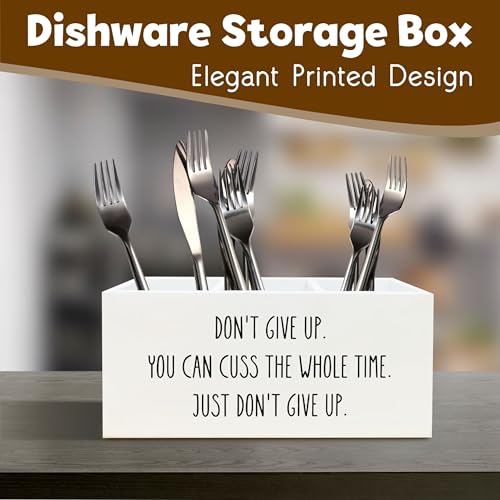 Image of Funny Motivational Pen Holder for Desk, Humorous Inspirational Gifts for Coworkers Friends Women Men, Don't Give Up Funny Wooden Pen Pencil Holder Organizer for Office Desk Accessories