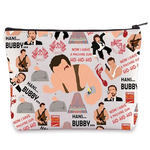 LEVLO John Mcclane Bolsa de maquiagem cosmética para fãs de Hans & John Presente Yippee Ki Yay John Mcclane Bolsa com zíper John Merch para fãs de filmes, Bolsa BUBBY, Sacola