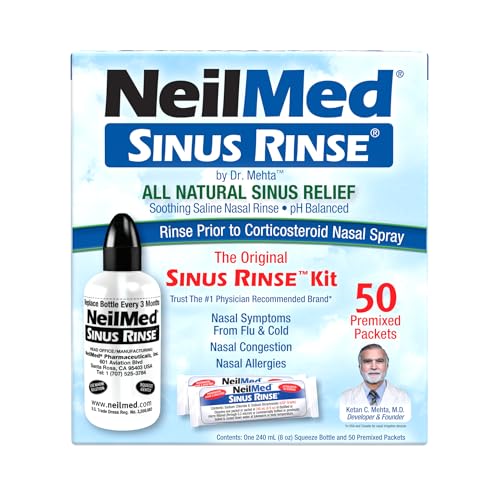 NeilMed Sinus Rinse - A Complete Sinus Nasal Rinse Kit, 50 count (Pack of 1) Count may vary