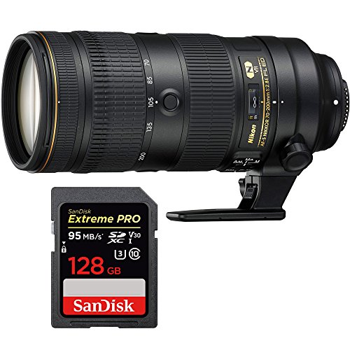 Nikon AF-S NIKKOR 70-200mm f/2.8E FL ED VR Zoom Lens (20063) with Sandisk Extreme PRO SDXC 128GB UHS-1 Memory Card