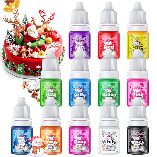 Food Colouring Gel - Fidton 12 Colours High Concentration Food Dye, Gel Food Colouring Set for Baking, Icing, Macaroons, Food Coloring for Slime, Cake Decorations Set for Cupcakes, Donuts - 6 ml