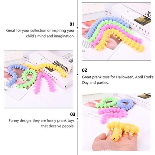 Amosfun 6Pcs Brinquedos de Agitação para Crianças Brinquedos de Lagarta Realistas de Corda Elástica