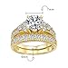 Imagen de Bling Jewelry 3CT Ronda Solitario Piedras Laterales AAA Cz Pave Anillo De Boda Anillo De Compromiso Conjunto 14K Chapado En Oro