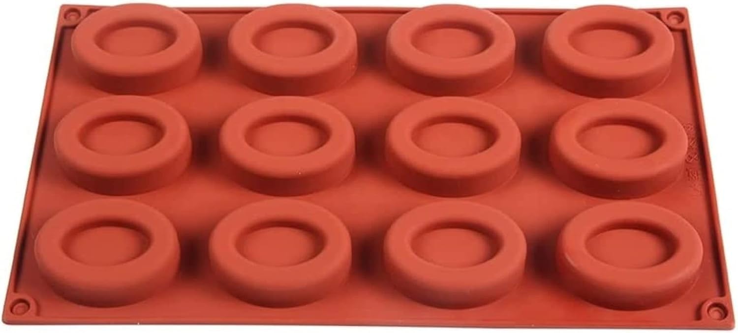 Selecto Bake Silicone Oval Shape 12 Cavity Doughnut Mould, Molds Doughnut Tray Donut Pan Bagel Baking Tin Muffin Cupcake Biscuit Doughnut Maker Bakeware