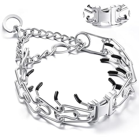 JIPIMON Dog Training Collar, Adjustable Stainless Steel Collar with Quick Release Buckle for Small Medium Large Dogs (XL/Neck Girth 16.9"-22.2") Cover