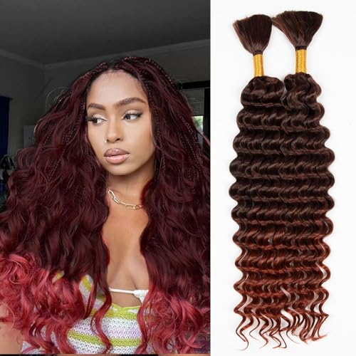 Deep Wave Bulk hair for Braiding Wet and Wavy Micro Braiding Hair No Weft Faux Deep Wave Braiding Hair Extensions for Box Boho Braids 150g with 2Bundles #1B/350 (20Inch)