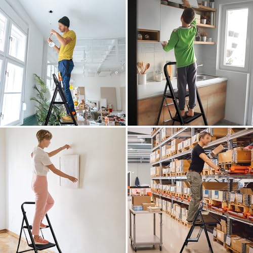 kisidus Stufenleiter Trittleiter 2 Stufen Leiter, Klappstufen Haushaltsleiter bis 150 kg belastbar, Stehleiter für die Arbeite in Haus und Garten