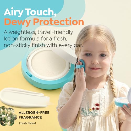 Image of GOONGBE Baby Mineral Sunscreen Cushion - Broad Spectrum SPF 50 with Non-Nano Zinc Oxide - Mess-Free Tap-On Compact with UV Indicator & Built-In Puff - Vegan, Oxybenzone-Free14g (0.49 oz)