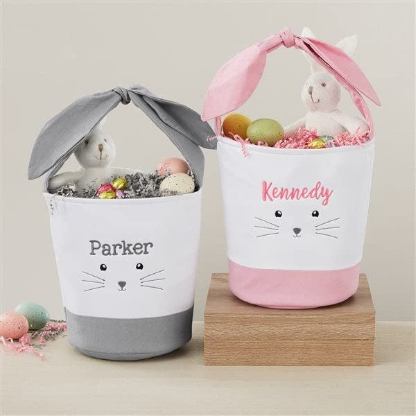 Miniatura 7 de Personalization Universe Lovable Bunny - Cesta de Pascua bordada gris