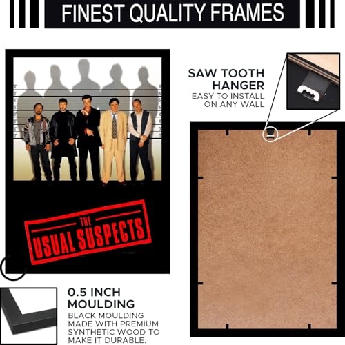 Image of BLINKART The Usual Suspects (1995) Movie Poster Frame 12x18 Inch | Premium 300 GSM Paper Wall Print | Mid Century Vintage Film Artwork for Home, Bedroom, Living Room, Office | Framed Photo Decor