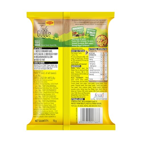 Image of MAGGI 2-Minute Instant Noodles, Favourite Masala Taste, Masala Noodles With Goodness Of Iron, Made With Choicest Quality Spices, 70g /72g /75g Pouch (weight may vary)