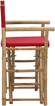 vidaXL Folding Director's Chairs 2 pcs Red Bamboo and Fabric