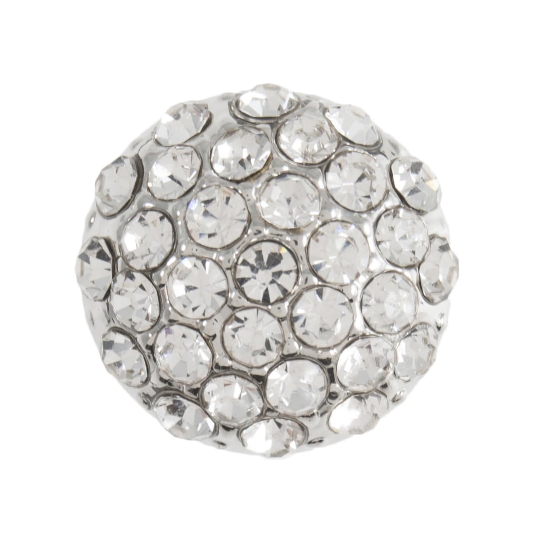 Sparkling 12mm Domed Diamante Shank Button - Petite Crystal & Silver Metal Jewel Embellishment for Blouses, Cardigans and DIY Crafts - Handwash - Pack of 1 - Giddy Square