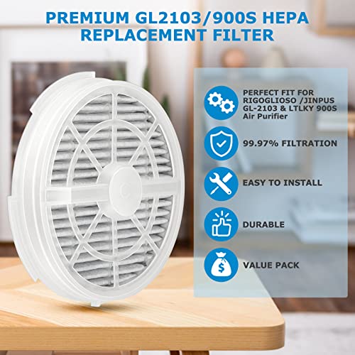Image of GL2103 Replacement Filter for RIGOGLIOSO GL2103, JINPUS GL-2103, LTLKY 900S Air Purifier, 2-in-1 HEPA Filters and Activated Carbon Filters (3-Pack)