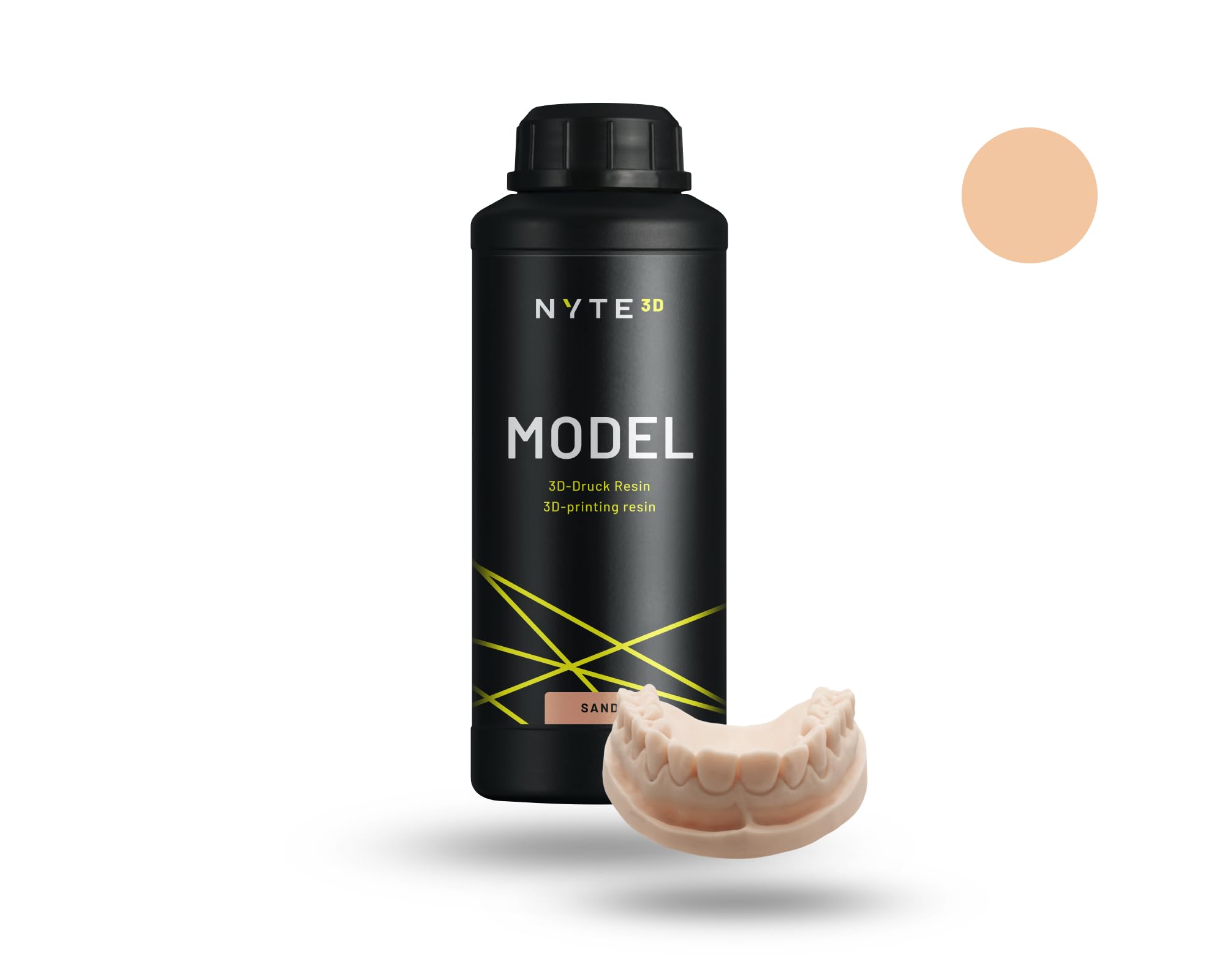 NYTE3D Model Resin Beige 1 kg Material de impresión 3D para modelos dentales Técnica dental fotopolímero Resina UV endurecimiento para Anycubic, Asiga, Elegoo, Rapidshape, etc.
