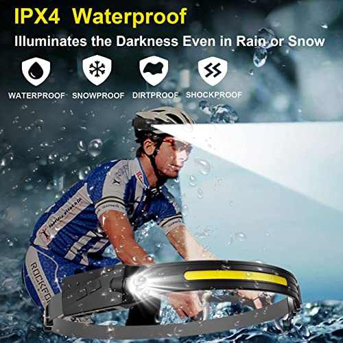 LED Headlamp Rechargeable, 2-Pack 270°Wide Beam Head Lamp with Motion Sensor, 5 Modes Lightweight Waterproof Headlight for Night Running, Camping, Hiking, Cycling, Outdoor for Adults and Kids - Image 6