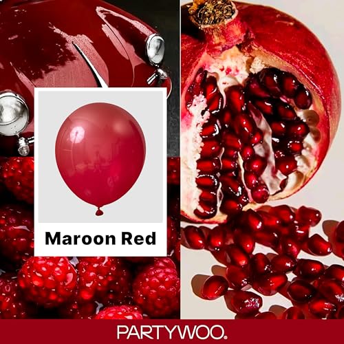 Image of PartyWoo Burgundy Balloons 130pcs Different Sizes of 18 12 10 5 Inch Dark Red Maroon Ruby Red Balloon Arch Kit Garland for Graduation Valentine's Day Wedding Anniversary Party Decorations Red-Y75