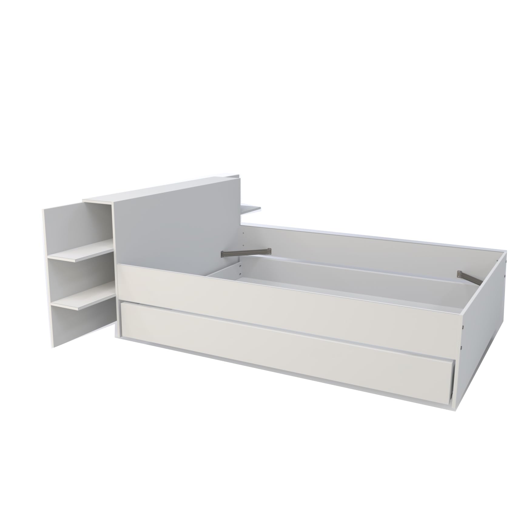 WEBER INDUSTRIES Lit City 140x190 + tête de lit Chevet + 1 tiroir/Blanc