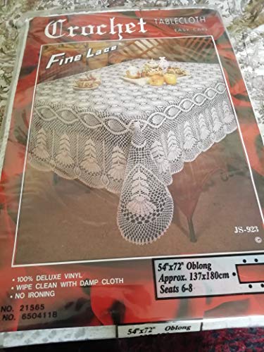 All Occasion Vinyl Crochet Lace Design Tablecloth Dining Room Table Easy Care Spills Stains Wipe Right Off 54