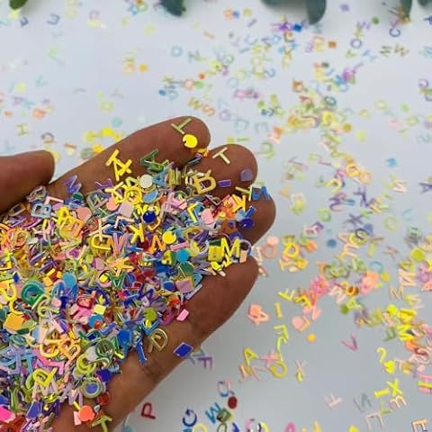 4000 Pcs Holographic Alphabet Confetti by E-ASUM Cover