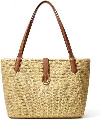 CHUNLI Straw Beach Bag for Women, Woven Raffia Summer Tote with L...