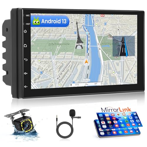 Inefala Radio Coche Android 15 2 DIN Radio Pantalla Táctil 7 Pulgadas con Navegación GPS WiFi Bluetooth Mirror Link Radio FM RDS Cámara Visión Trasera